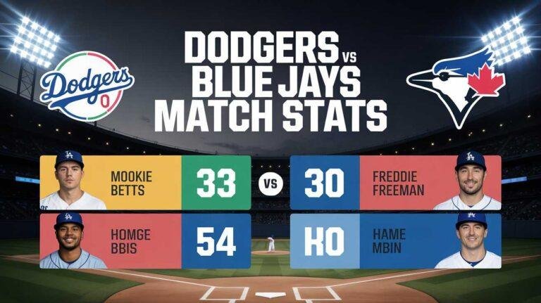 Dodgers vs Toronto Blue Jays Match Player Stats