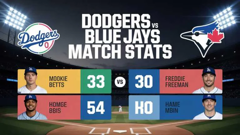 Dodgers vs Toronto Blue Jays Match Player Stats