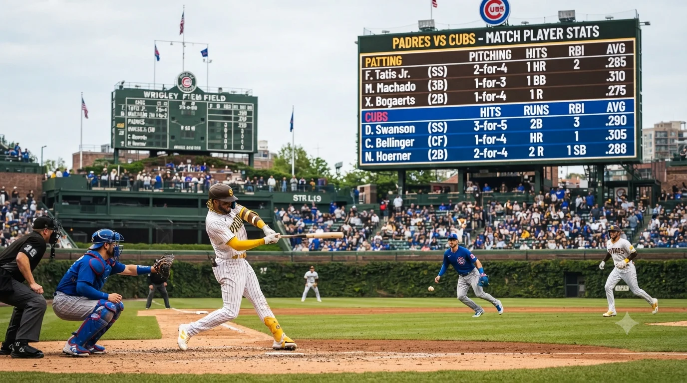 padres vs chicago cubs match player stats