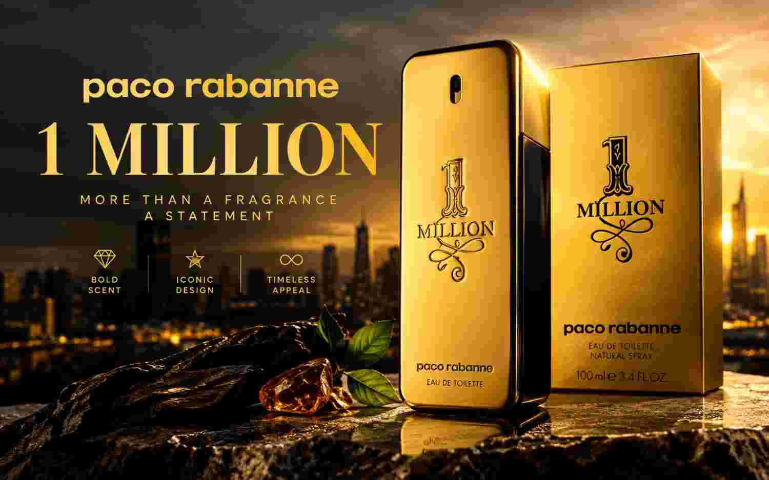 Paco Rabanne 1 Million gold perfume bottle